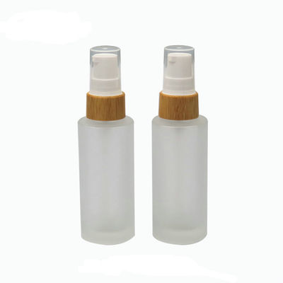 бутылка матированного стекла 50ml с Dia 37mm* H95mmn контейнера бамбуковой крышки косметическим