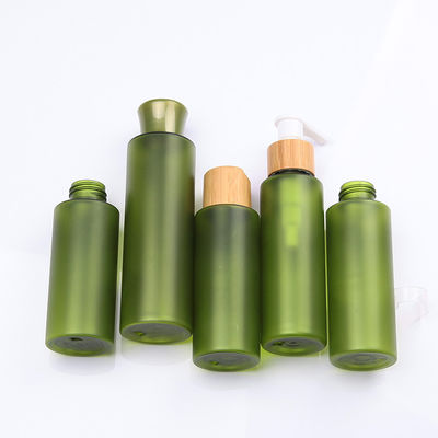 Упаковка дружелюбного skincare Eco бамбуковая косметическая с зеленой бутылкой ЛЮБИМЦА