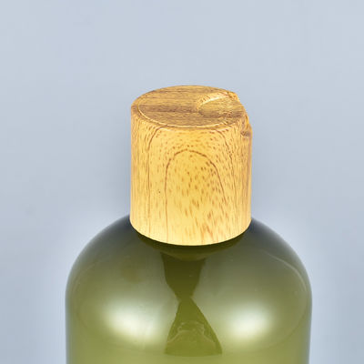 Горячая продавая бутылка шампуня лосьона ЛЮБИМЦА 300ml янтарная зеленая с бамбуковой крышкой
