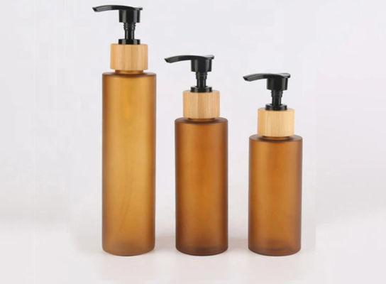 Амбер заморозило бутылку 100ml 150ml 200ml шампуня стеклянную с бамбуковым насосом лосьона