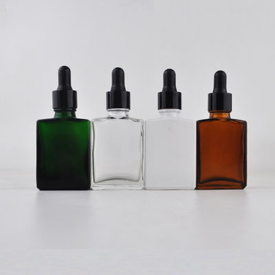 Бутылка капельницы 30ml прямоугольника косметическая стеклянная с бамбуковой крышкой для эфирного масла