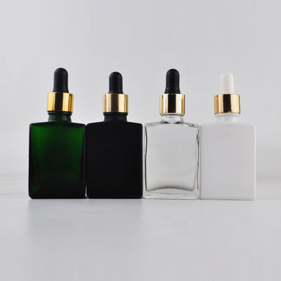 Бутылка капельницы 30ml прямоугольника косметическая стеклянная с бамбуковой крышкой для эфирного масла