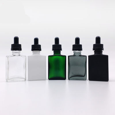 Бутылка капельницы 30ml прямоугольника косметическая стеклянная с бамбуковой крышкой для эфирного масла